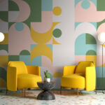 Papel de parede Padrão colorido com círculos e pontos