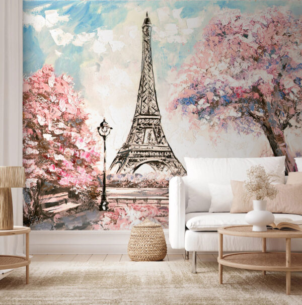 Paris romântica sob as flores de cerejeira Papel de parede Paris romântica sob as flores de cerejeira