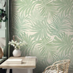 Papel de parede Desenho de padrão de folha tropical verde