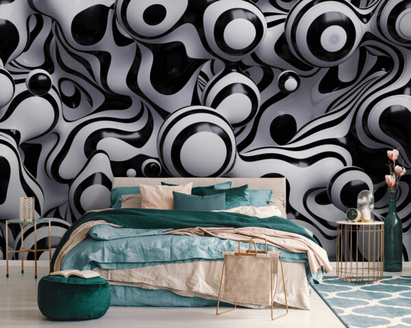 Padrões abstractos de redemoinhos a preto e branco Papel de parede Padrões abstractos de redemoinhos a preto e branco