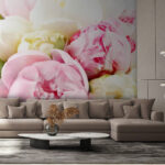 Papel de parede Bouquet de flores cor-de-rosa e brancas