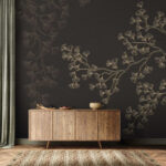 Papel de parede Elegantes folhas de ginkgo num fundo escuro