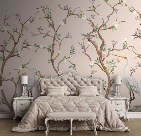 Papel de parede com pássaros e flores Papel de parede Papel de parede com pássaros e flores