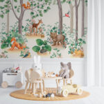 Papel de parede Papel de parede com animais na floresta