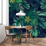 Papel de parede Padrão de folhas verdes