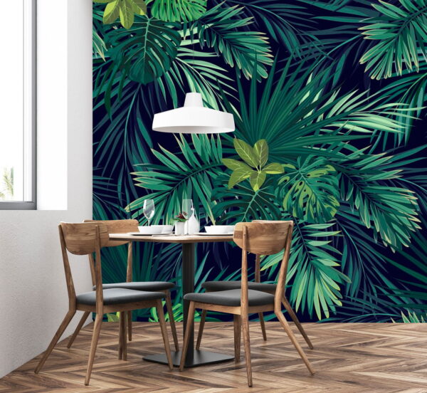 Padrão de folhas verdes Papel de parede Padrão de folhas verdes