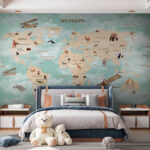 Papel de parede Mapa do mundo com animais