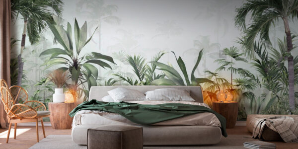 Selva tropical exuberante na bruma Papel de parede Selva tropical exuberante na bruma