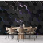 Papel de parede Grupo de hexágonos pretos