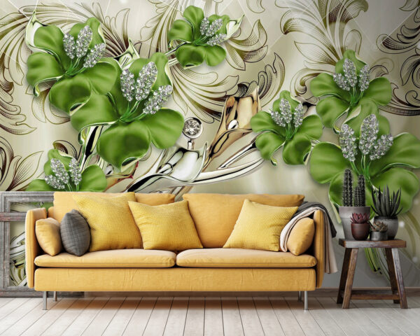 Flores elegantes com pormenores decorativos Papel de parede Flores elegantes com pormenores decorativos