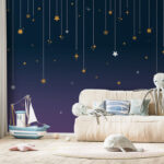 Papel de parede Estrela amarela sobre um fundo azul