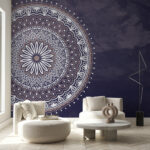 Papel de parede Mandala roxa e branca