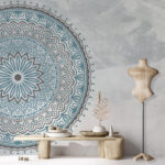 Papel de parede Mandala azul e cinzenta