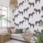 Papel de parede Padrão de zebras num fundo branco