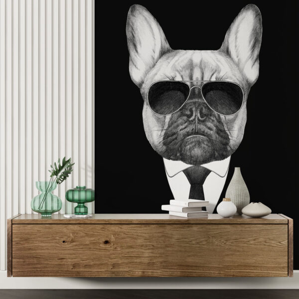 Desenho de um cão com óculos de sol Papel de parede Desenho de um cão com óculos de sol