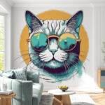 Papel de parede Gato com óculos de sol