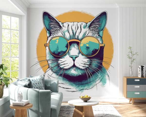 Papel de parede Papel de parede Gato com óculos de sol (REF: u98179)