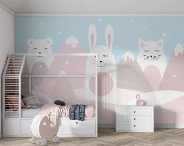 Gato branco com bochechas cor-de-rosa e um ovo cor-de-rosa Papel de parede Gato branco com bochechas cor-de-rosa e um ovo cor-de-rosa
