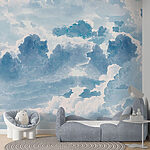 Papel de parede Céu azul e branco com nuvens