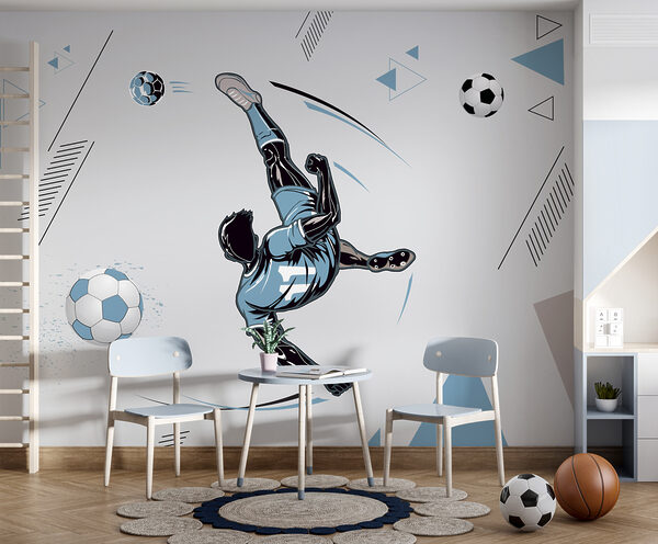Papel de parede Papel de parede Jogador de futebol num pontapé em pleno ar. (REF: u98736)