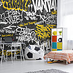 Papel de parede Graffiti amarelo sobre um fundo preto