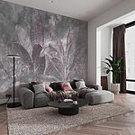 Papel de parede Folhas texturizadas com tons roxos suaves