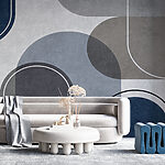 Papel de parede Círculo azul e branco