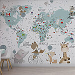 Papel de parede Mapa do mundo com animais
