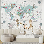 Papel de parede Mapa do mundo com animais