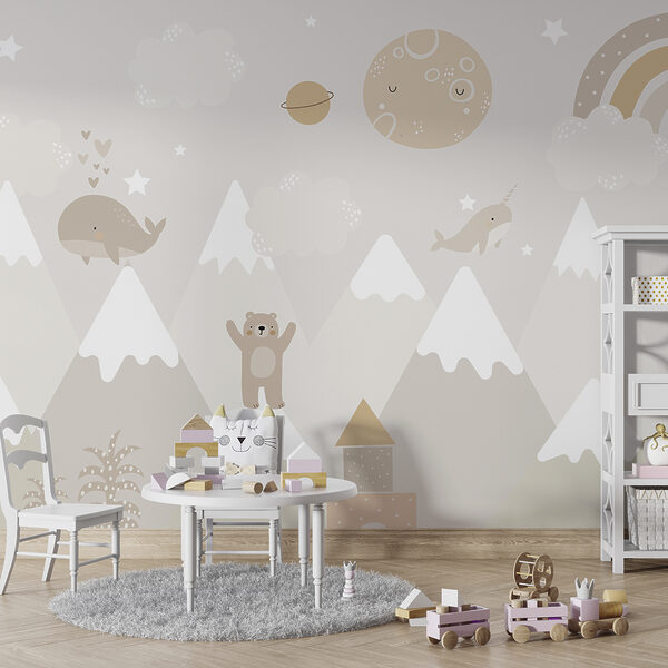 Baleia em desenho animado com estrelas Papel de parede Baleia em desenho animado com estrelas