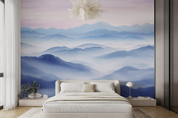Paisagem de montanhas com nevoeiro Papel de parede Paisagem de montanhas com nevoeiro