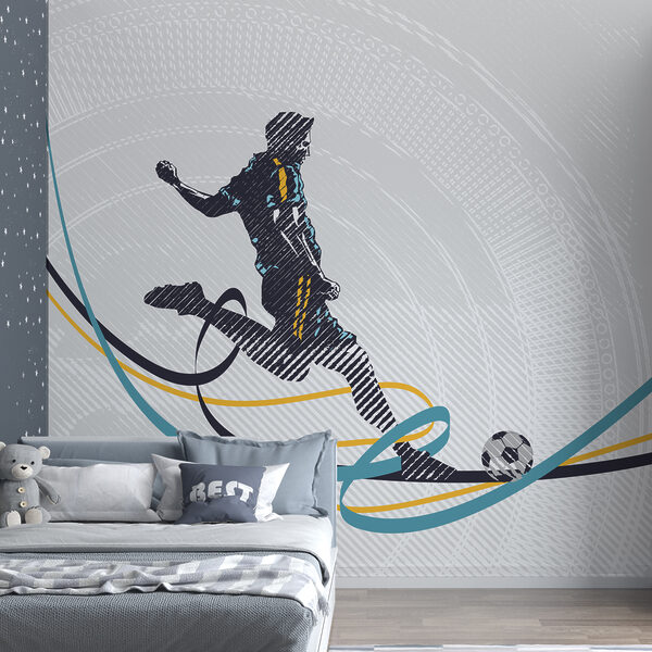 Homem a pontapear uma bola de futebol Papel de parede Homem a pontapear uma bola de futebol