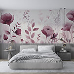 Papel de parede Florais delicados com tons rosa suaves.