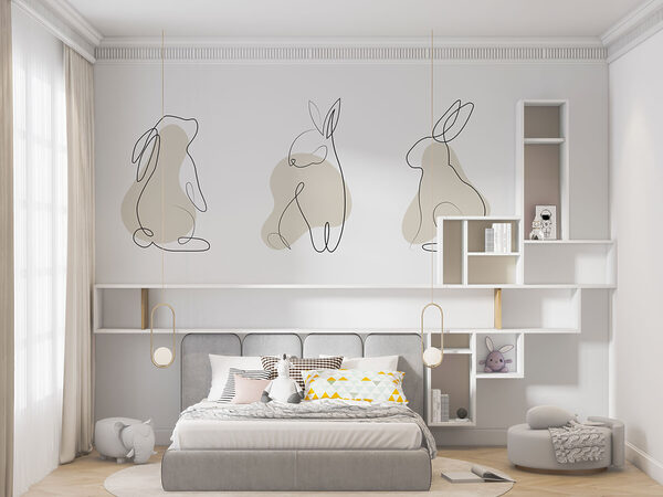 Desenho de linhas de um coelho Papel de parede Desenho de linhas de um coelho