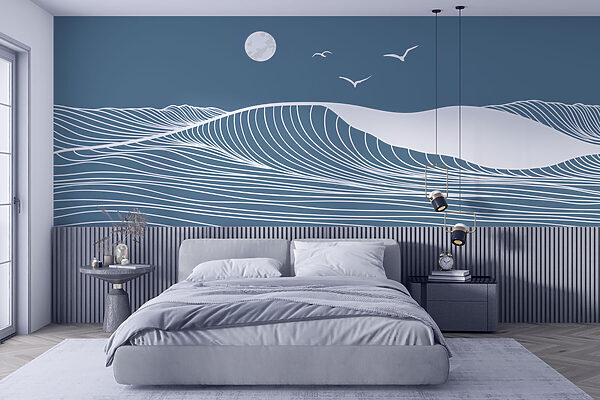 Linhas brancas sobre um fundo azul Papel de parede Linhas brancas sobre um fundo azul