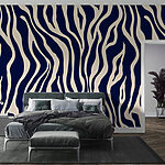Papel de parede Desenho de padrão de zebra azul e creme.
