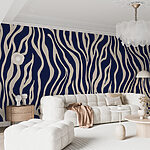 Papel de parede Desenho de padrão de zebra azul e creme
