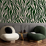 Papel de parede Estampado de zebra verde e branco