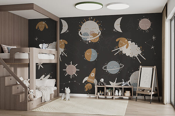 Papel de parede Universo sonhador de ovelhas e estrelas (REF: u99703) Papel de parede Papel de parede Universo sonhador de ovelhas e estrelas (REF: u99703)