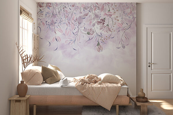 Papel de parede Desenho de ilustração floral delicada em aguarela