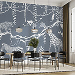 Papel de parede Papel de parede com zebras e girafas