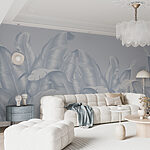 Papel de parede Folhas prateadas com curvas suaves.