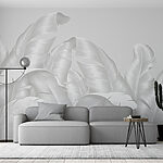 Papel de parede A folhagem prateada cria uma textura elegante.