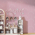Papel de parede Padrão cor-de-rosa e branco