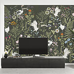 Papel de parede Papel de parede com pássaros e flores