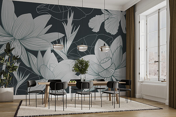 Papel de parede Papel de parede Design floral elegante em tons suaves (REF: w00323)