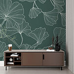 Papel de parede Desenho elegante com padrão de folhas de ginkgo.