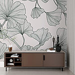 Papel de parede Desenho elegante com padrão de folhas de ginkgo.
