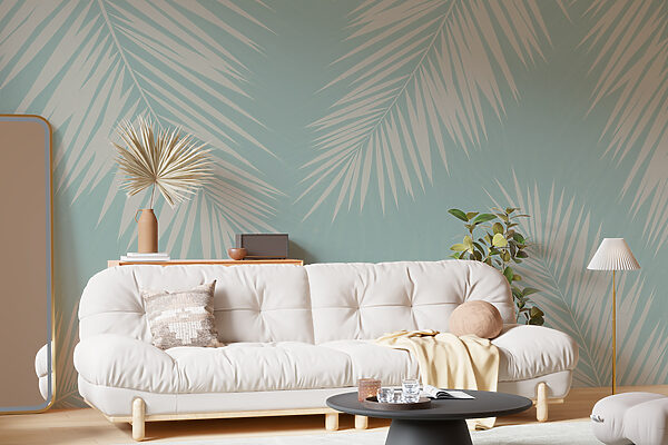 Padrão de folhas de palmeira tropical Papel de parede Padrão de folhas de palmeira tropical