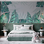 Papel de parede Moldura de folhagem tropical em tons pastel.